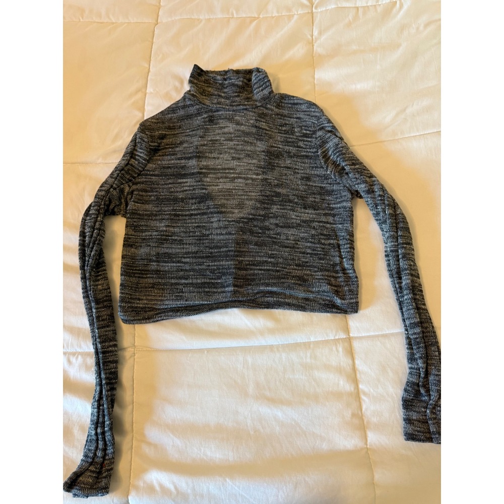 Polly & Esther Gray Space Dye Open Back Crop Top Turtleneck XL PK04461